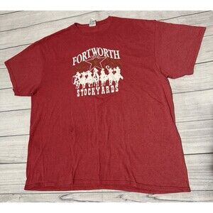 Fort Worth Texas Stockyards Graphic T Shirt Size 2XL XXL Red Defect